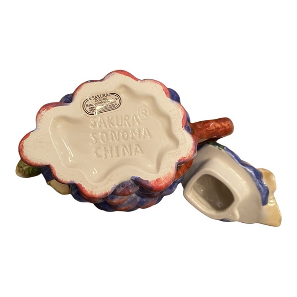 Sakura Sonoma China Purple grape vine two cup hand painted teapot 6" collectors - Picture 8 of 11